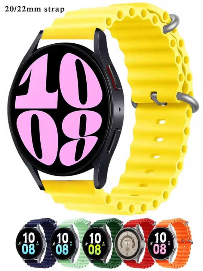 Ремешок силиконовый 20 мм для Samsung Galaxy Watch 6 4 classic/5-Pro-3/active 2/Gear S3, браслет для океана Huawei GT 2 3 pro 22 мм 20 Аксессуары для часов