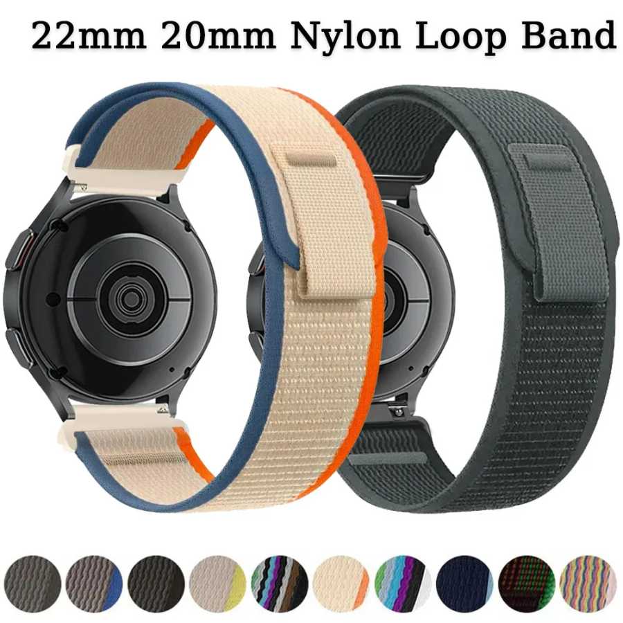 Ремешок Trail Loop 22 мм/20 мм для Amazfit Active 2/3/GTS 4/GTR/Balance 3/2/Bip 6/5, нейлоновый браслет для Huawei Watch GT6/5 46 мм 