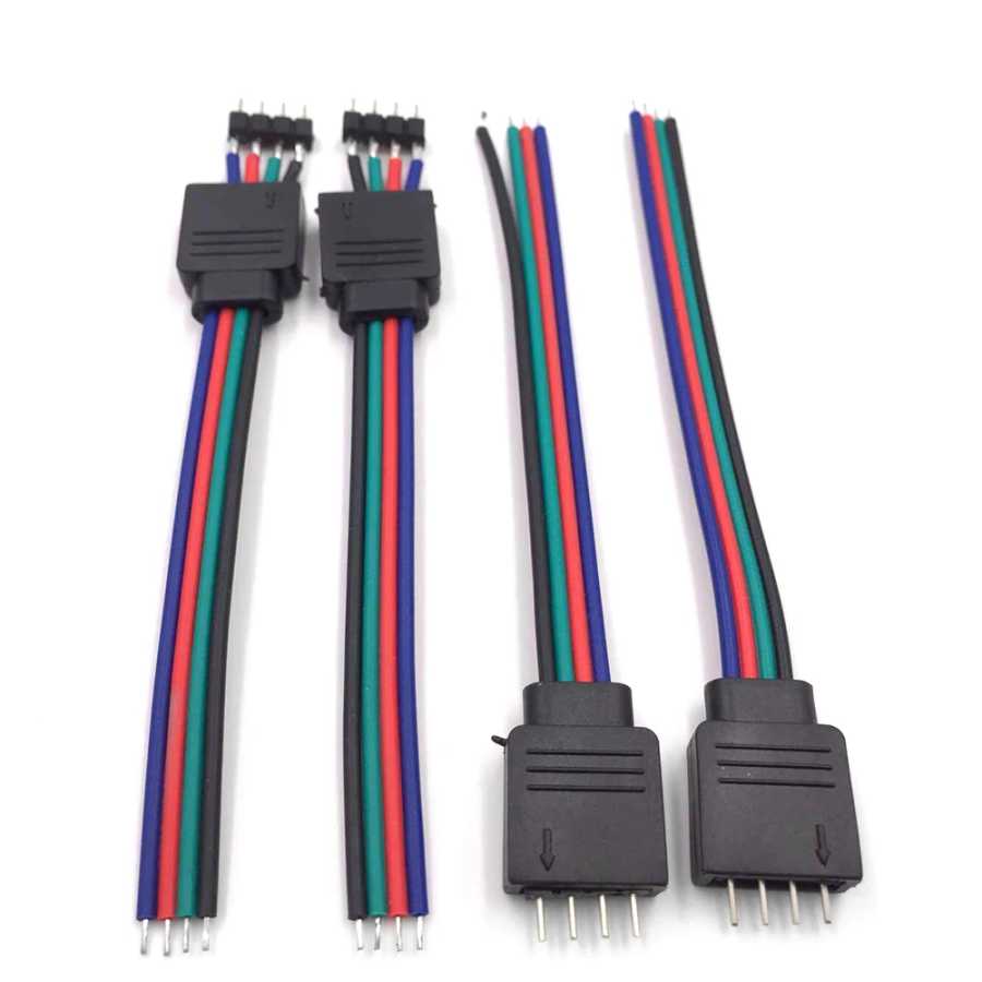 4-контактный разъем &laquo;папа-мама&raquo; RGB, провод, кабель, светодиодная лента, провод, кабельный разъем, адаптер для 3528 5050 SMD светодиодной ленты Электрика
