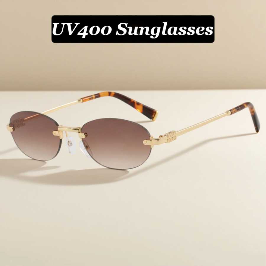 Новые модные овальные безрамочные солнцезащитные очки UV400, очки с защитой от ультрафиолета, модные солнцезащитные очки в уличном стиле для вождения и путешествий Очки и аксессуары