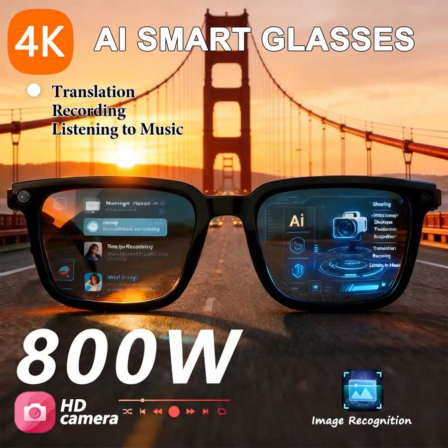 Умные очки Xiaomi AI с камерой, фотохромными электрохромными линзами 4K, многофункциональные, с Bluetooth-звонками и функцией перевода Умная электроника