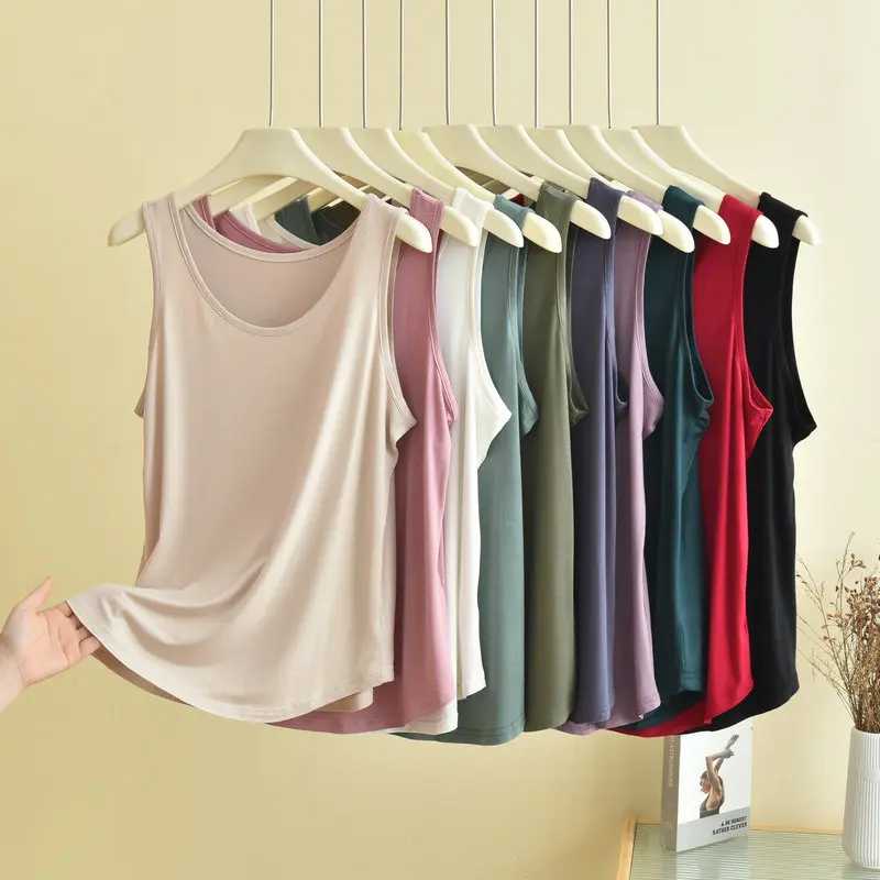 От XL до 6XL Модальные майки с круглым вырезом Летняя женская майка Тонкая свободная футболка без рукавов Однотонная футболка большого размера Плюс размер, одежда