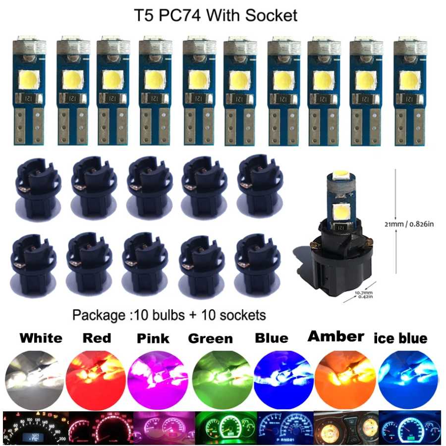 Фотография №4 товара 10 шт. Новые светодиодные лампы T5 W3W W1.2W Canbus PC74