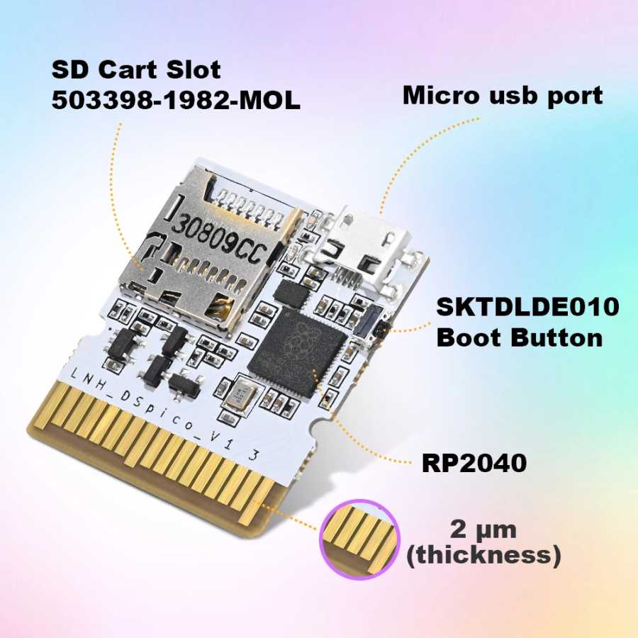 Фотография №2 товара Прозрачный матовый игровой ридер Chiscart MicroUSB DSpico RP2040 16 Мбит,