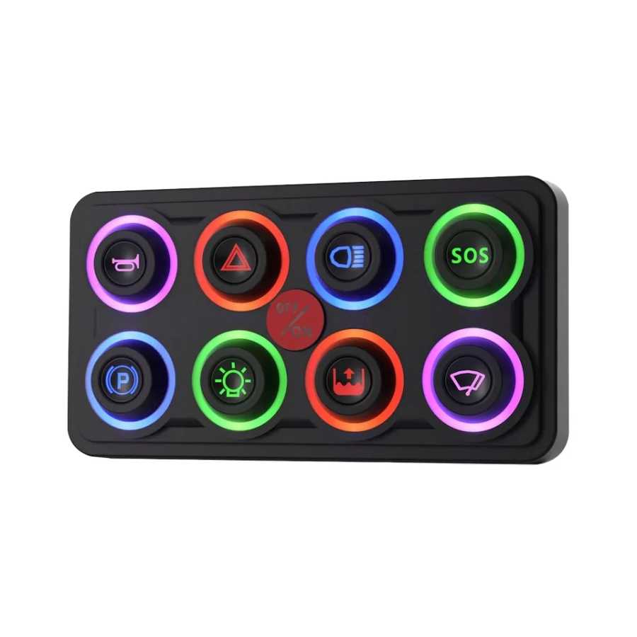 Водонепроницаемая панель управления RGB LED-подсветкой на 8 кнопок (8 режимов, 8 цветов) для морского применения, IP68, 60А, с возможностью DIY-настройки иконок кнопок Пищевая машина и вспомогательное оборудование
