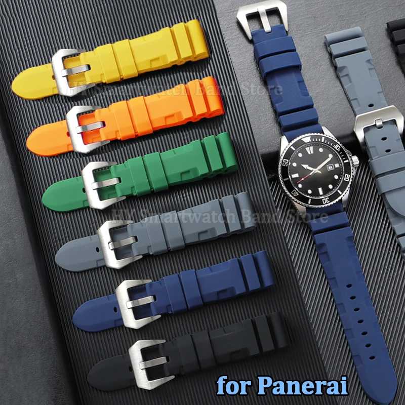 Силиконовые ремешки для часов 22 мм, 24 мм, 26 мм для Panerai SUBMERSIBLE PAM441 Pa111/359, резиновые ремешки для часов, мужские и женские аксессуары для браслетов Аксессуары для часов