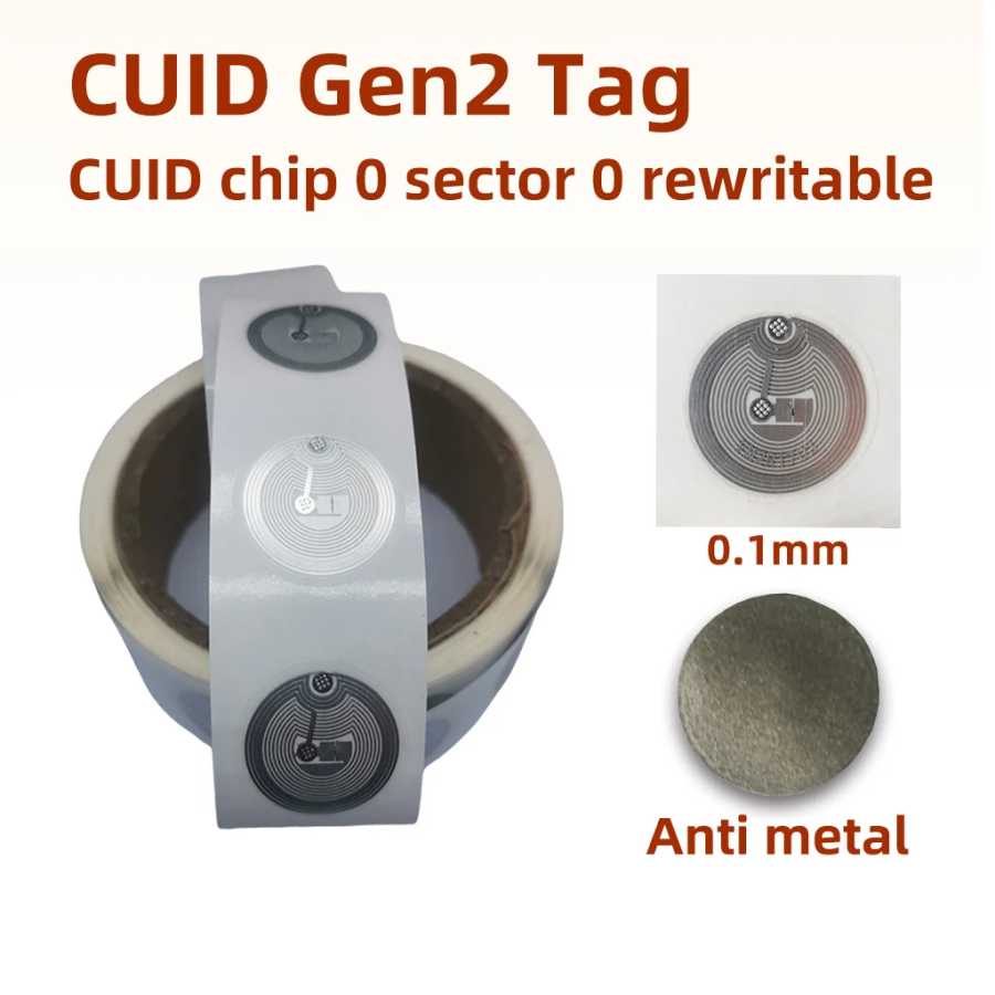 Наклейка Mirra Inlay 13,56 МГц CUID сменная S50 1K RFID-метка Sector 0 Block 0 UID Перезаписываемая NFC Andriod MCT Копия Clone Доступ к автоматизации здания