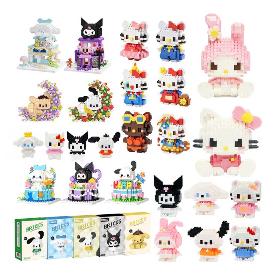Набор строительных блоков SANRIO Hello Kitty в стиле 99, фигурки из мультфильмов, кирпичики Куроми, Май Мелоди, детские игрушки для сборки, подарок Синаморолл Конструкторы