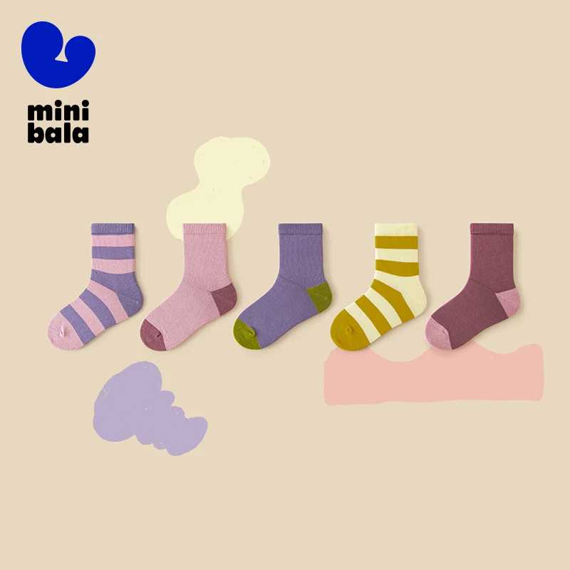 Детские хлопковые эластичные дышащие носки Mini Bala унисекс, новые весенние детские универсальные носки, 5 шт. Детская одежда