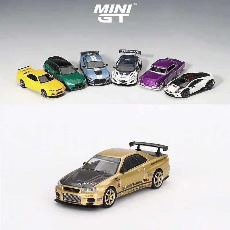 MINIGT 1/64 Nissan GTR Pagani Ford Lamborghini Bugatti автомобиль из сплава, литая под давлением металлическая модель, детский рождественский подарок, игрушки для мальчиков Играйте в транспортные средства и модели