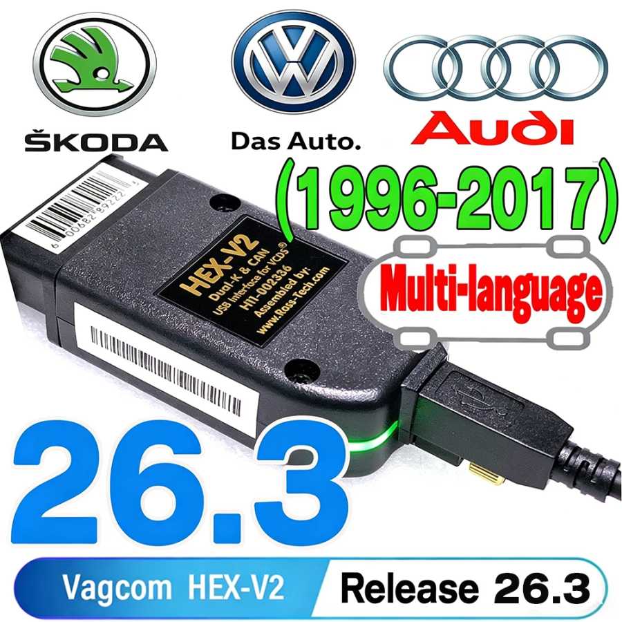 Популярный сканер VCDS VAGCOM 26.3 HEX CAN USB OBD для VW AUDI Skoda Seat VAG, многоязычный, ATMEGA162, AUTOCOM VAG HEX V2 TOOL (модель 2026 года) Инструмент для ремонта автомобилей