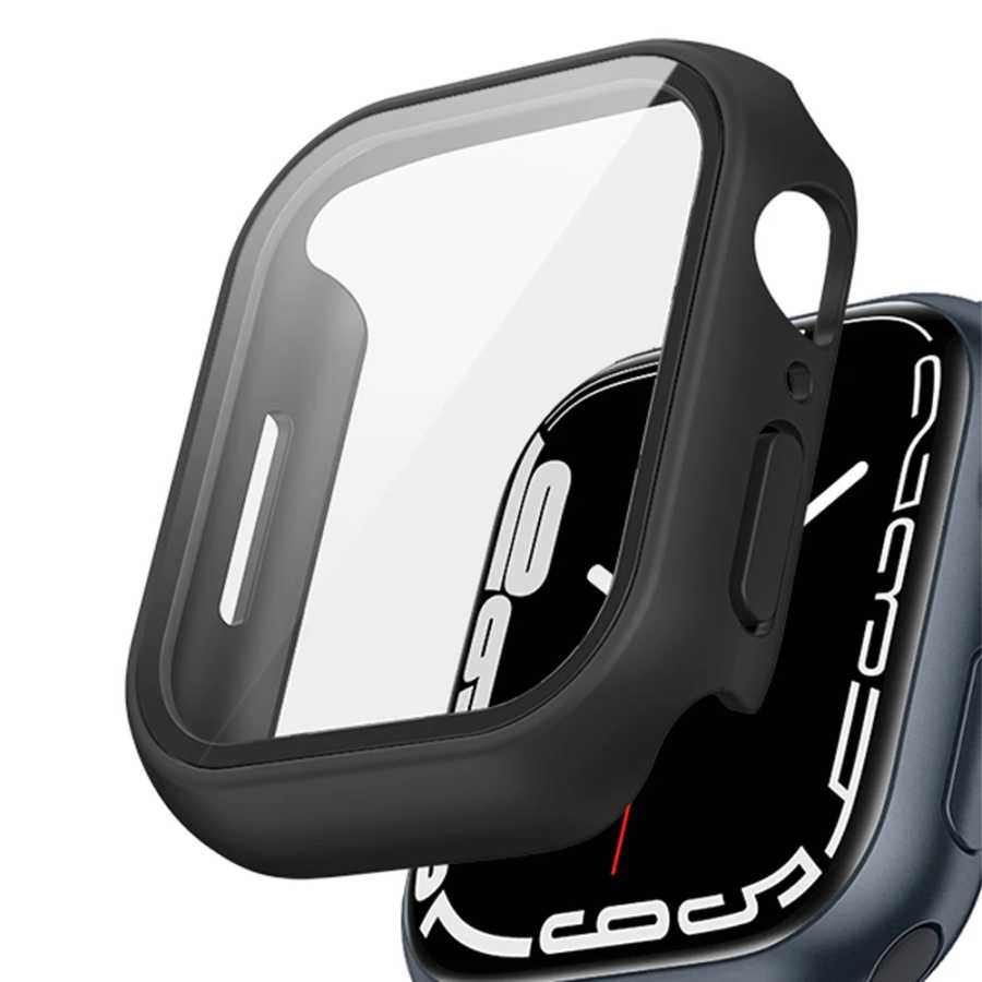 Защитная пленка для экрана Apple Watch, чехол 45 мм, 41 мм, 44 мм, 40 мм, 42 мм, пленка из закаленного стекла, жесткий бампер из ПК, iWatch series 8 7 6 5 4 3 SE Аксессуары для часов