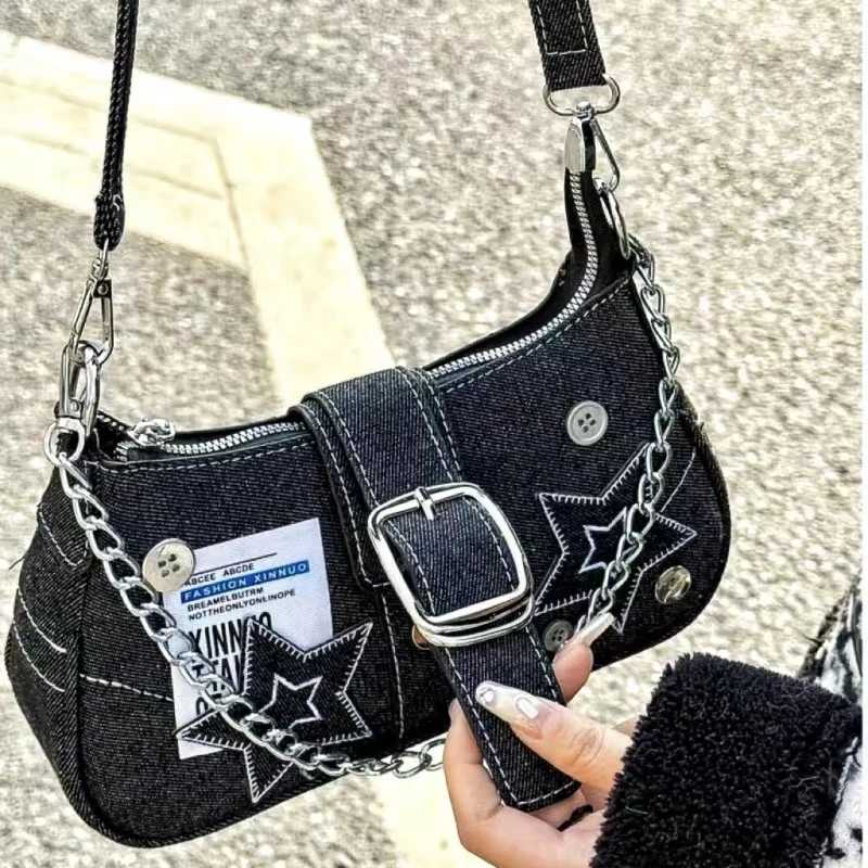 Модные женские сумочки Y2k, крутая сумка для девушек с принтом звезд, винтажная холщовая женская сумка на плечо, маленькие сумки-тоут на цепочке, кошельки Женские сумки