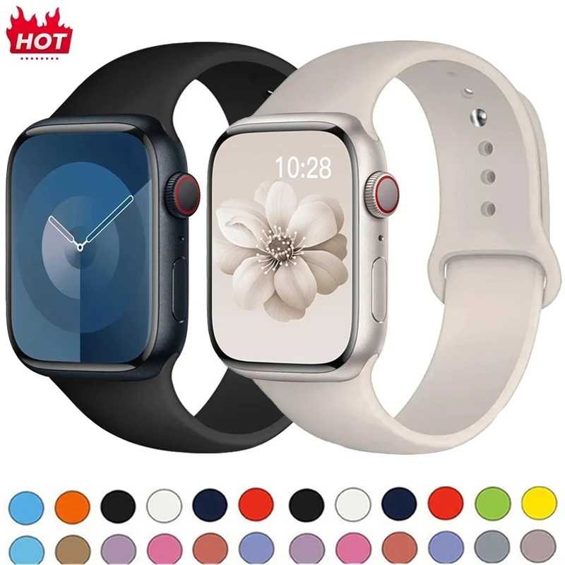 Силиконовый ремешок для Apple Watch, ремешок 46 мм, 44 мм, 45 мм, 40 мм, 41 мм, 42-38 мм, 49 мм, спортивный браслет iwatch series 11 10 9 8 7 6 5 SE Ultra3 Аксессуары для часов