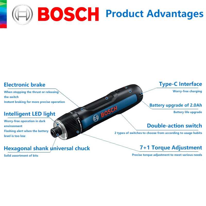Фотография №5 товара Аккумуляторная отвертка BOSCH GO 3, 3.6В, литий-ионная батарея, перезаряжаемая дрель-шуруповерт