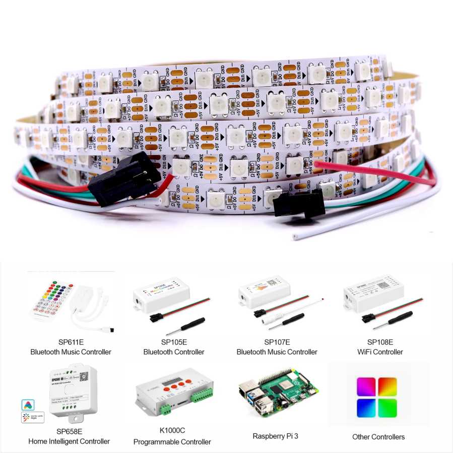 Фотография №4 товара WS2812B Светодиодная лента 5 В 30/60/74/96/144 светодиодов Smart RGB Pixel