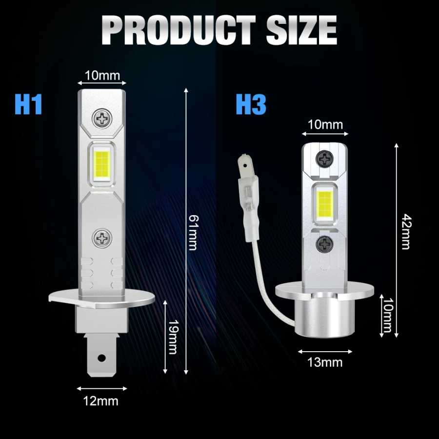 Фотография №5 товара H1 H3 H7 Светодиодная лампа для фар Mini 60W 20000LM