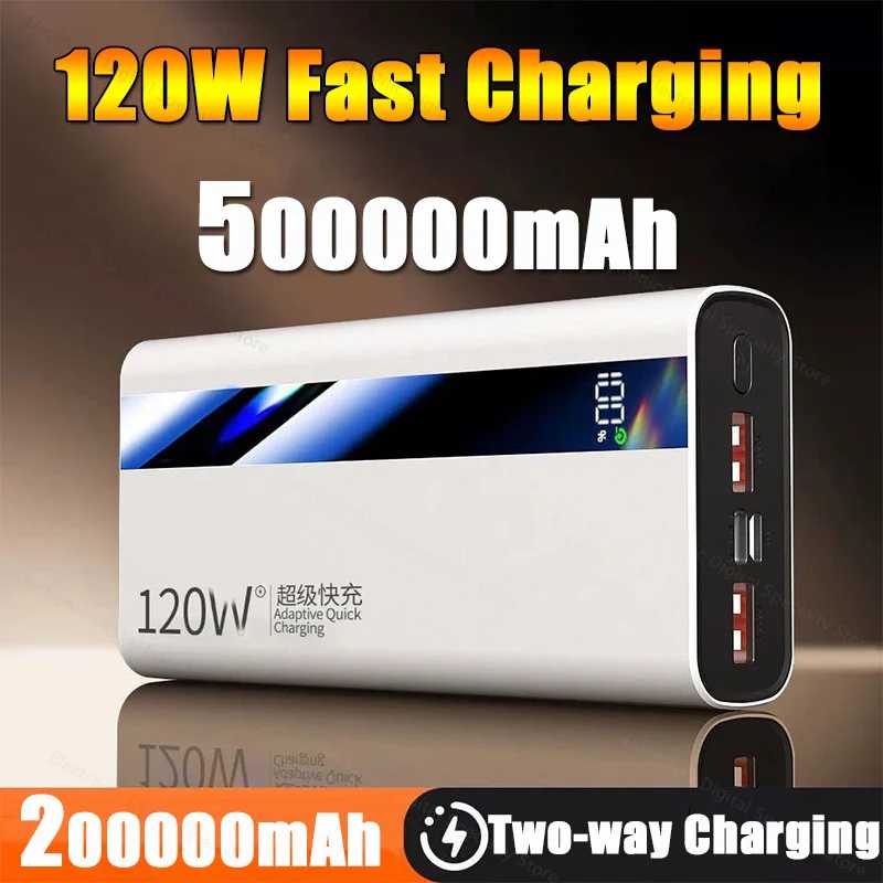 Xiaomi 200000 мАч Power Bank высокой емкости 120 Вт сверхбыстрая зарядка аккумулятора цифровой дисплей портативный Powerbank для iPhone Huawei Аксессуары для мобильных телефонов