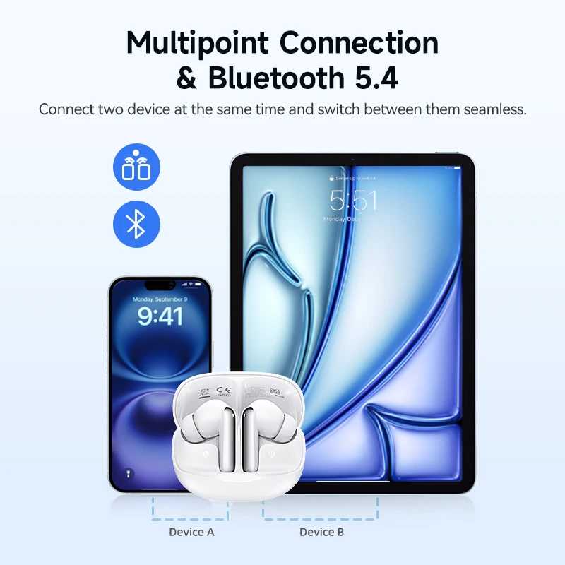 Фотография №5 товара QCY Melobuds N50 ANC Bluetooth 5.4 беспроводные наушники активное шумоподавление