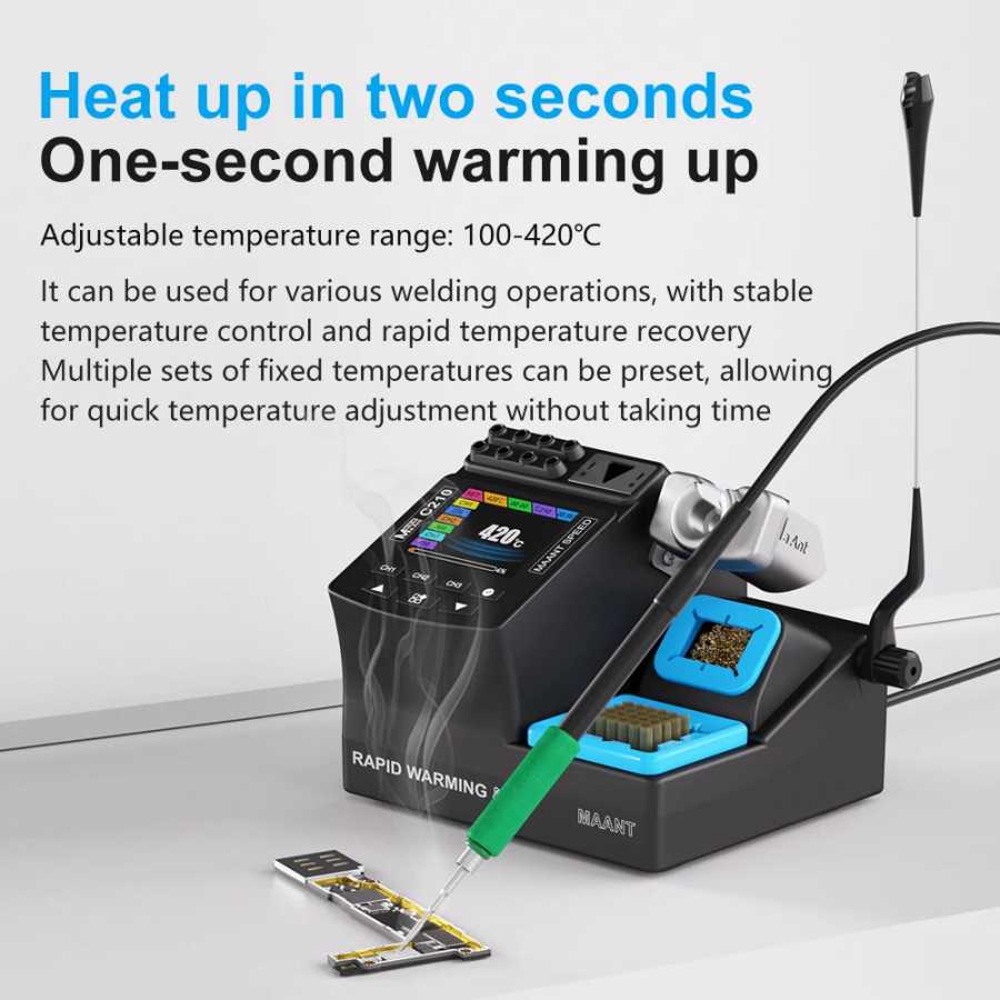Фотография №1 товара Паяльная станция MAANT 200W IPS с цифровым контролем температуры, быстрым