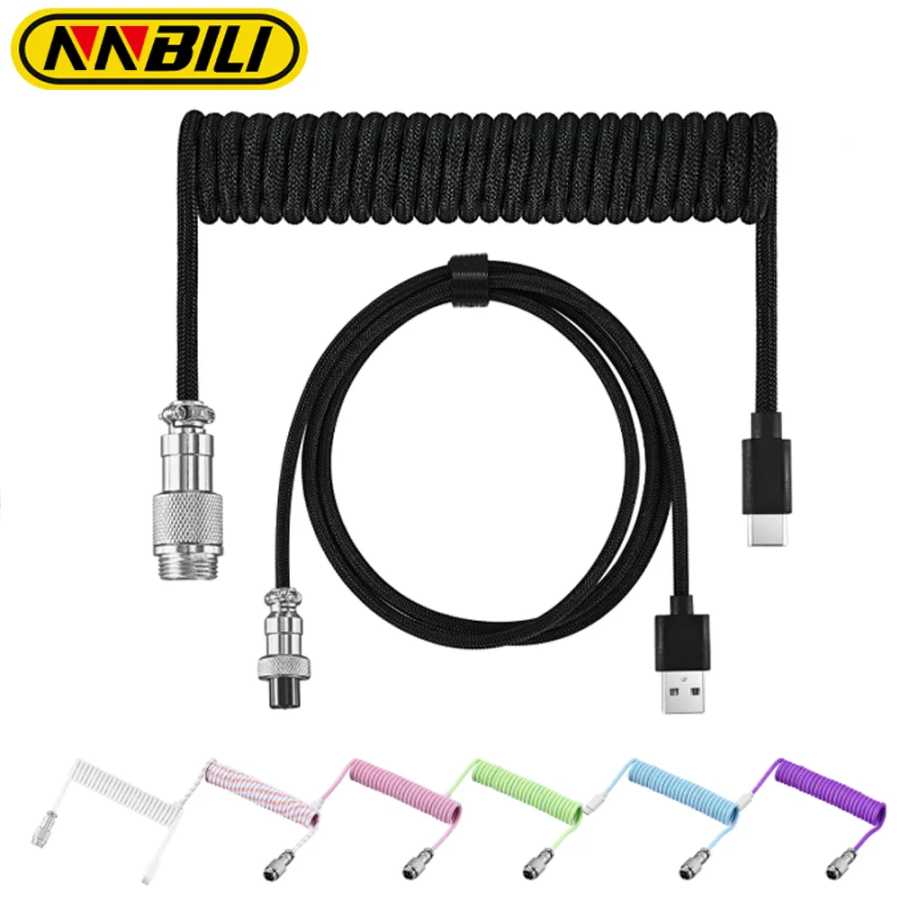 NNBILI механическая клавиатура, спиральный кабель, провод типа C, USB-порт, кабель-авиатор, аксессуары для настольной компьютерной игровой клавиатуры Компьютерная периферия