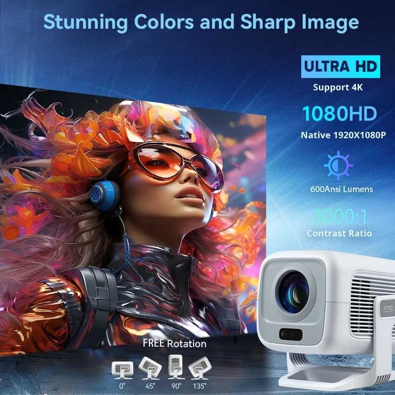 Фотография №3 товара Проектор DITONG X3Plus HD с поддержкой 1080P и 4K, WIFI6,