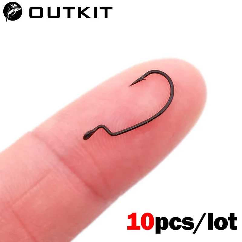 OUTKIT 10 шт. мини-стиль мягкие червячные крючки из высокоуглеродистой стали широкие суперзамок рыболовные крючки приманка Softjerk Rockfishing рыболовные снасти Для рыбалки