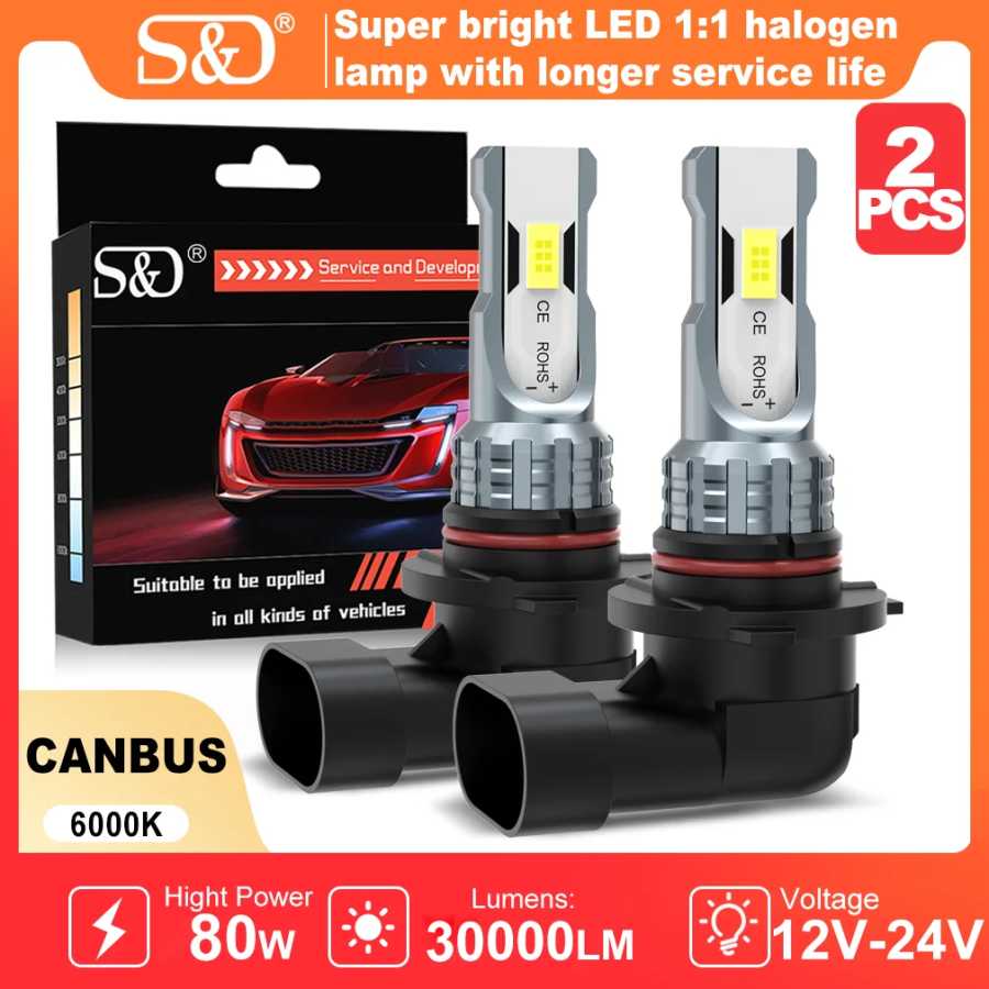 S&D 80W H8 H11 LED Canbus 9005 9006 Противотуманные фары, беспроводные, 30000LM 6000K CSP LED, автомобильные лампы для вождения, автолампы Автомобильные фары