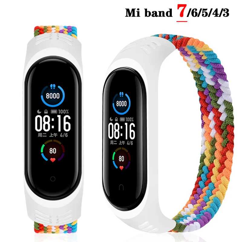 Браслет для браслета Mi band 6 7, нейлоновый плетеный ремешок Solo Loop pulseira, аксессуары для браслета Miband Wristband correa Mi band 4 3 5 ремешок Аксессуары для часов