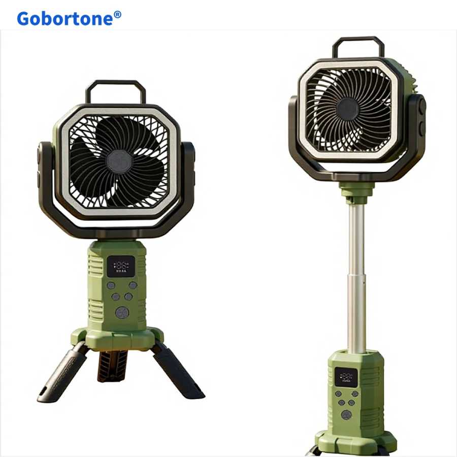 Новый электрический вентилятор Gobortone 20000 мАч с регулируемой высотой и выдвижной подставкой для кемпинга, перезаряжаемый, для использования на улице Техника для дома