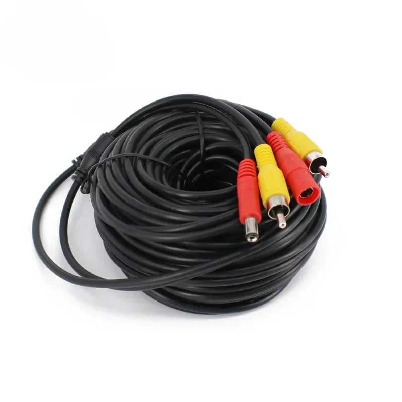 5 10 20 метров постоянного тока Power RCA AV видео 12 В удлинительный кабель для автомобиля, грузовика, автобуса, парковки, домашней безопасности, камера видеонаблюдения Доступ к автоматизации здания
