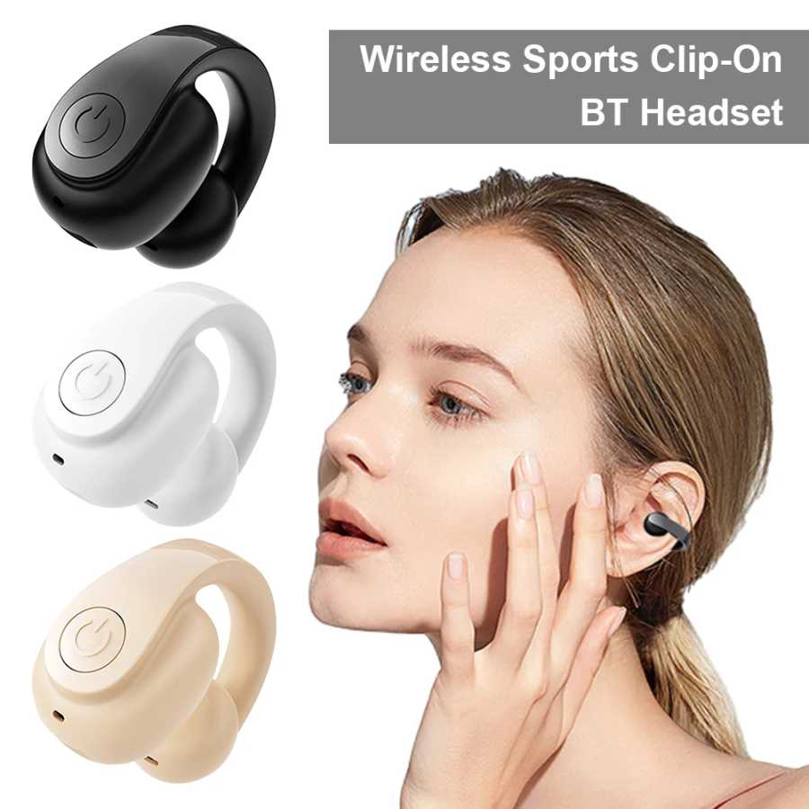 Беспроводные наушники с зажимом для ушей, Bluetooth-совместимые наушники 5.4, наушники с шумоподавлением, Hi-Fi стереогарнитура, водонепроницаемые наушники с зажимом Портативное аудио и видео