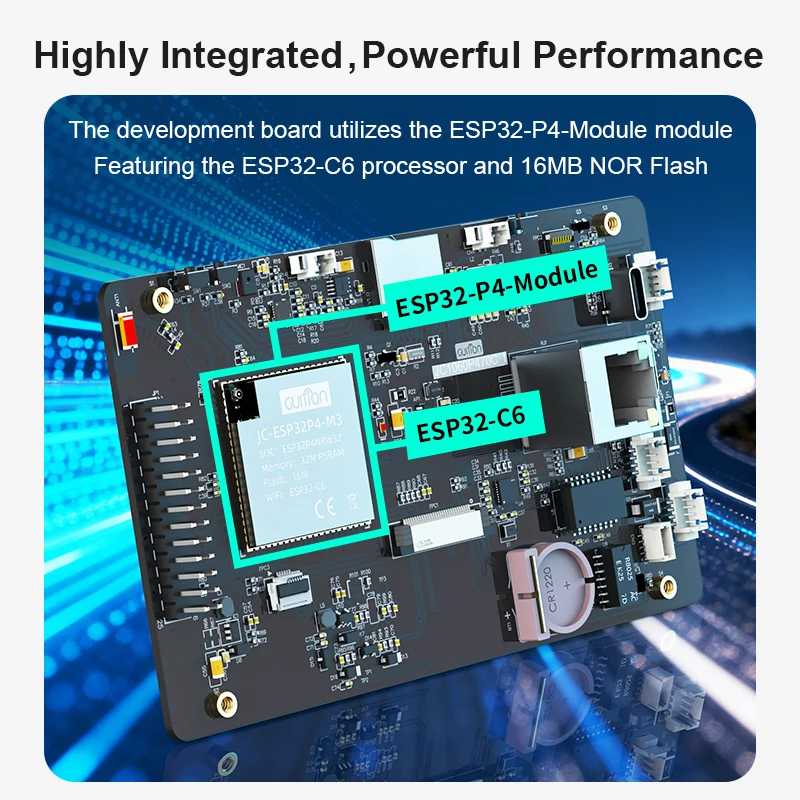 Фотография №1 товара Плата разработки 7-дюймового сенсорного экрана IPS (ESP32-P4/C6), поддерживающая корпус и