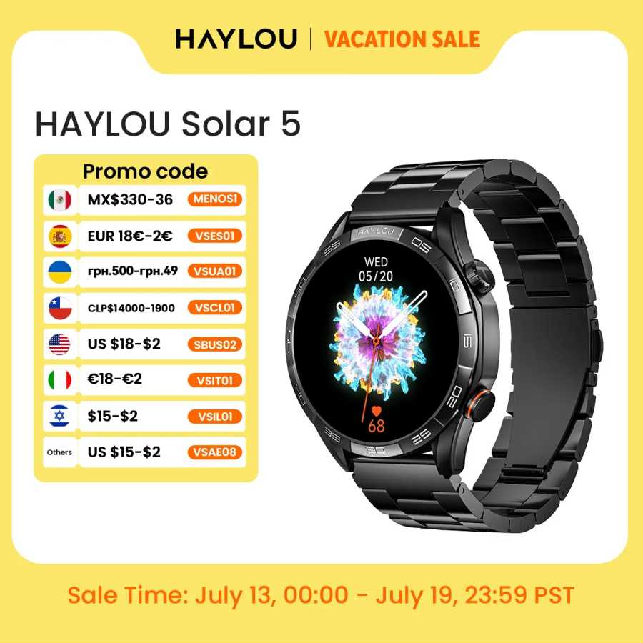 Смарт-часы HAYLOU Solar 5 с функцией голосового вызова, 1,58-дюймовым AMOLED-дисплеем, 60 Гц, 24-часовой мониторинг здоровья, сп Умная электроника