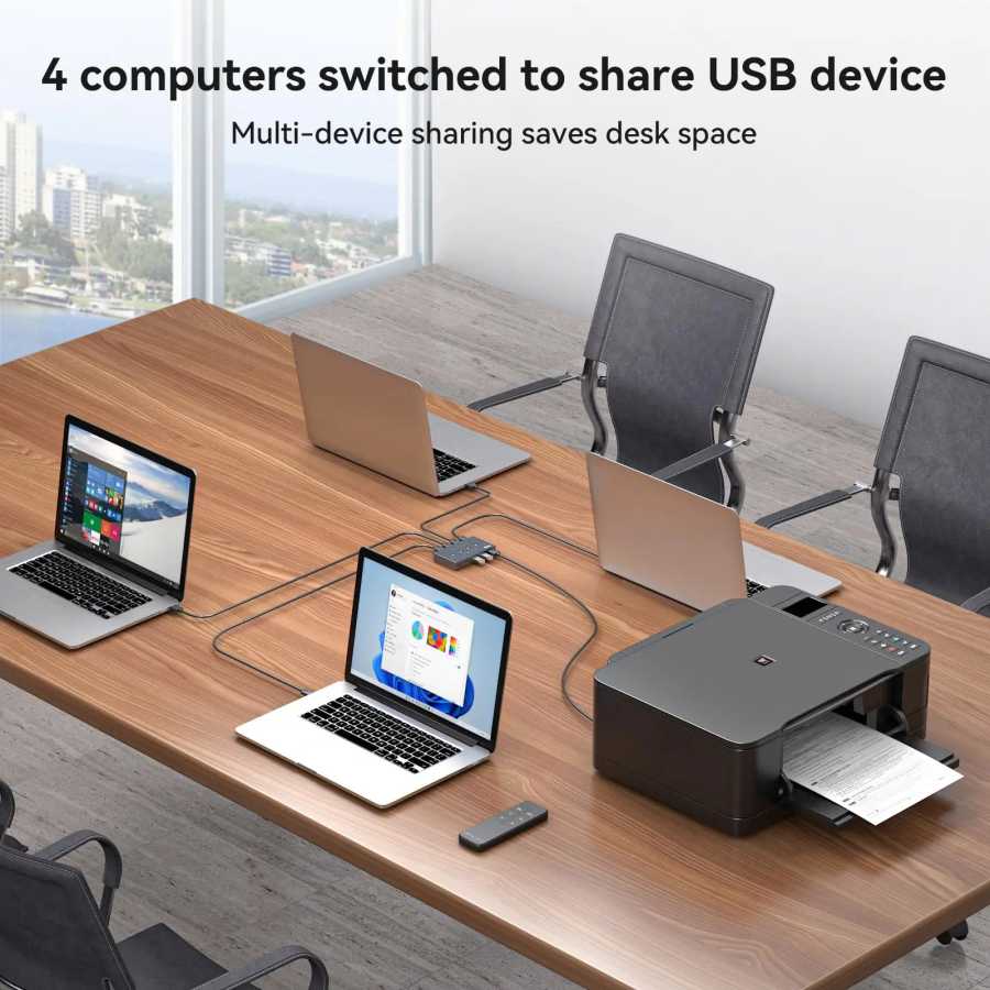Фотография №2 товара Переключатель USB 3.2 4 компьютера Share 4 USB-устройства 4-портовый коммутатор