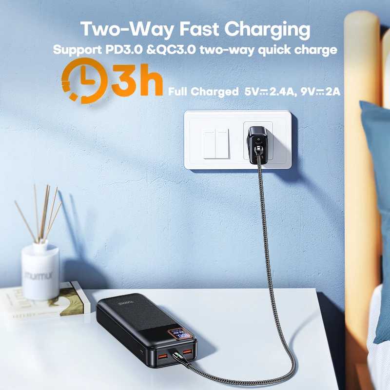 Фотография №4 товара Tuodes Power Bank 20000 мАч PD20W Внешняя большая емкость аккумулятора