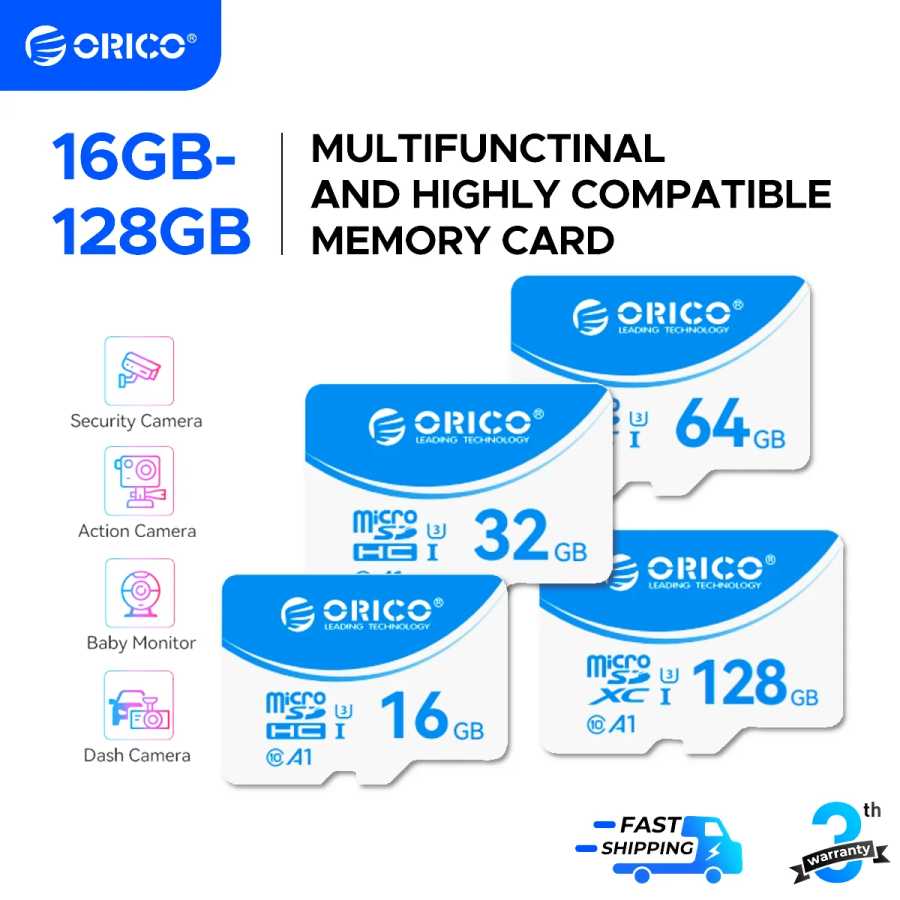 Карта памяти ORICO Micro SD TF, 16 ГБ, 32 ГБ, 64 ГБ, 128 ГБ A1 U3 Class10 V10 для камеры/дрона/Dash Cam Хранение данных