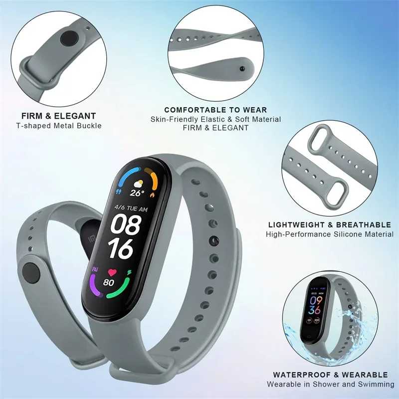 Фотография №2 товара Силиконовый ремешок для часов Xiaomi Mi Band 7 6 5