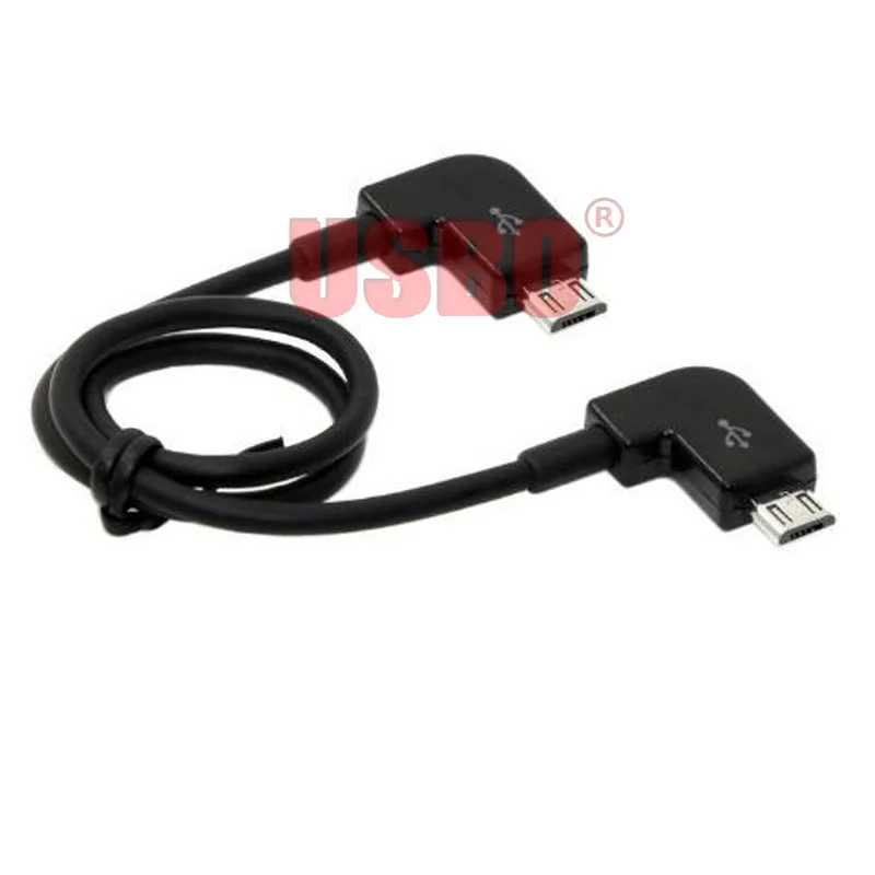 Фотография №4 товара Двойной угловой кабель-адаптер USB 3.1 Type-C - Micro-USB (штекер-штекер) черного