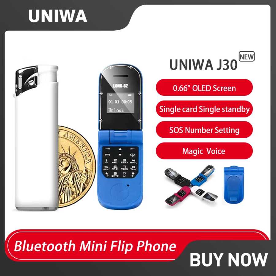 Мини-телефон-раскладушка UNIWA J30, 2G, с кнопочной кнопкой Мобильные телефоны