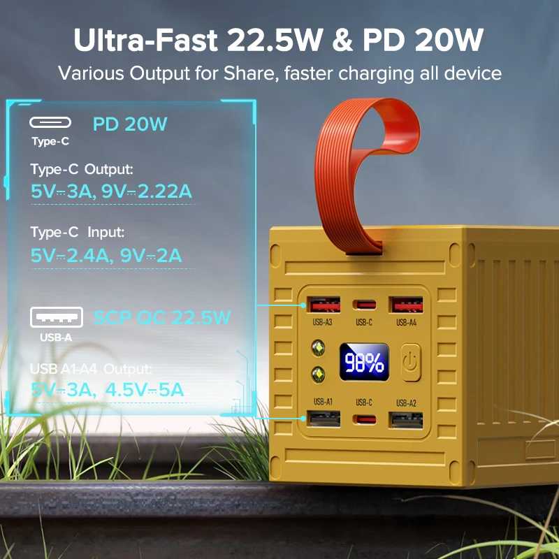 Фотография №1 товара QOOVI 60000 мАч Power Bank 22,5 Вт PD QC 3,0