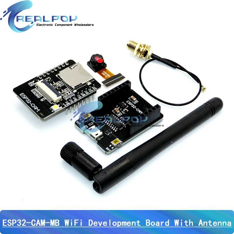 Модуль Wi-Fi ESP32-CAM с антенной 2.4G, плата разработки ESP32 для преобразования последовательного интерфейса в Wi-Fi, 5В Bluetooth с камерой OV3660 / OV2640 для самостоятельной сборки (DIY) Активные компоненты