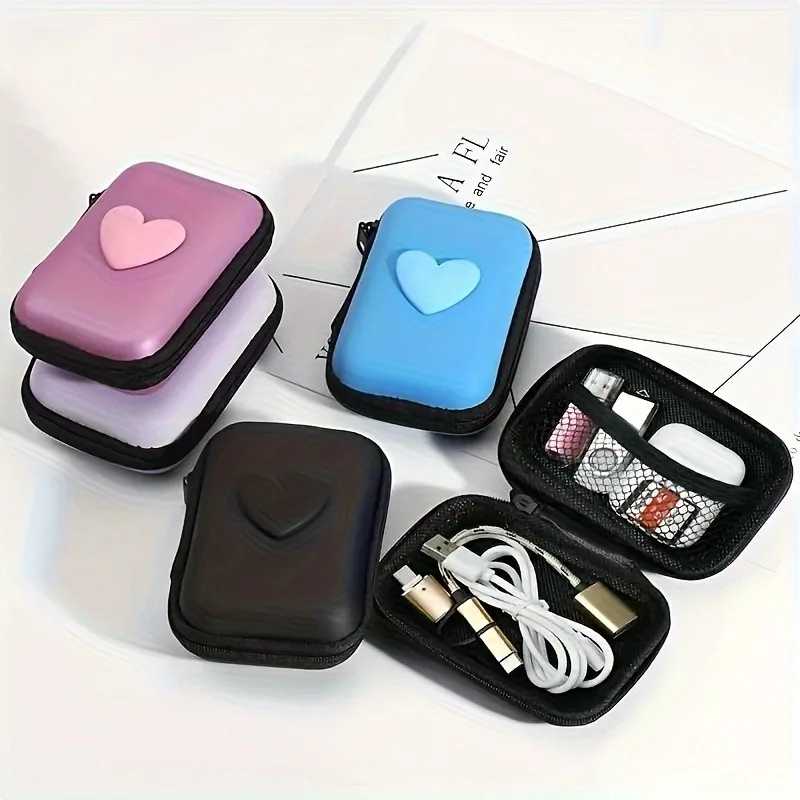 3D Love Heart Кабель для наушников и передачи данных Сумки для хранения Зарядное устройство Power Bank Прямоугольная коробка Сумка на молнии Карманный чехол Аксессуары для мобильных телефонов