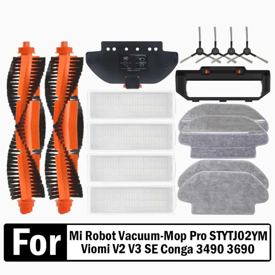 Аксессуары для Xiaomi Mi Robot Vacuum-Mop Pro STYTJ02YM, Viomi V2 V3 SE, Conga 3490 3690: основная и боковые щетки, HEPA-фильтр, детали для швабры Запчасти для бытовой техники