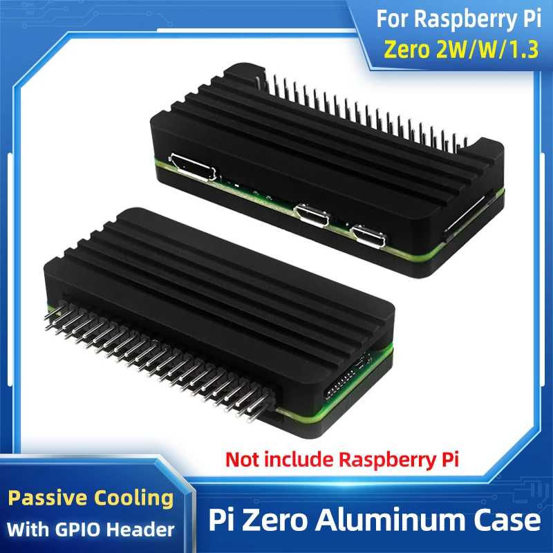 Алюминиевый корпус Raspberry Pi Zero 2 Вт, бронированный корпус с ЧПУ и радиатором, разъем GPIO, пассивный охлаждающий корпус для Pi Zero 2 Вт / Вт / 1,3 Компьютерные комплектующие