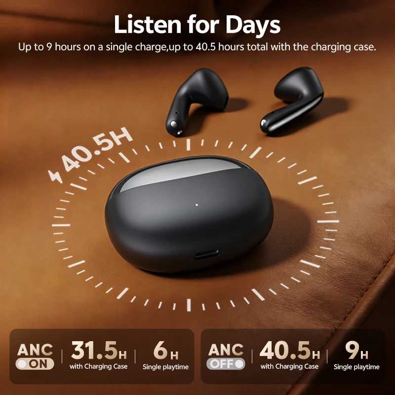Фотография №5 товара Беспроводные наушники QCY AilyBuds E50 HT11 с Hi-Res звуком, адаптивным