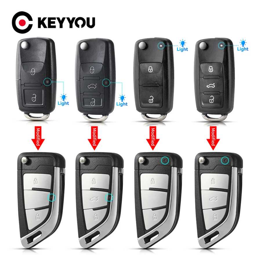 Чехол для автомобильного ключа KEYYOU для VW B5, Volkswagen Beetle, Caddy, Passat, Golf, Jetta, Polo, Scirocco, Tiguan, Touran, Skoda, Seat Стартеры