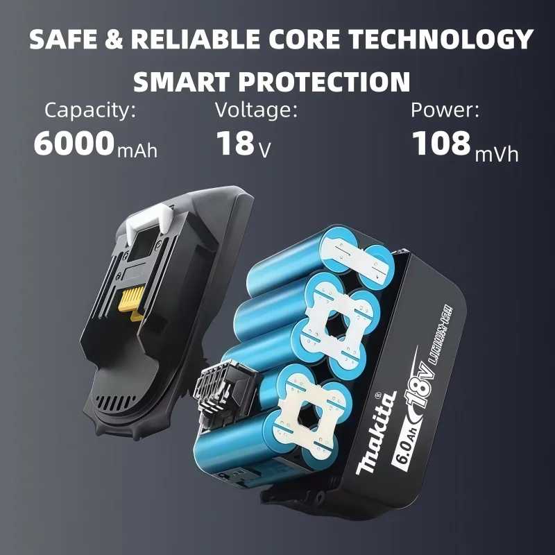 Фотография №1 товара Оригинальный аккумулятор Makita BL1860 6 Ач для электроинструментов, литий-ионный, замена