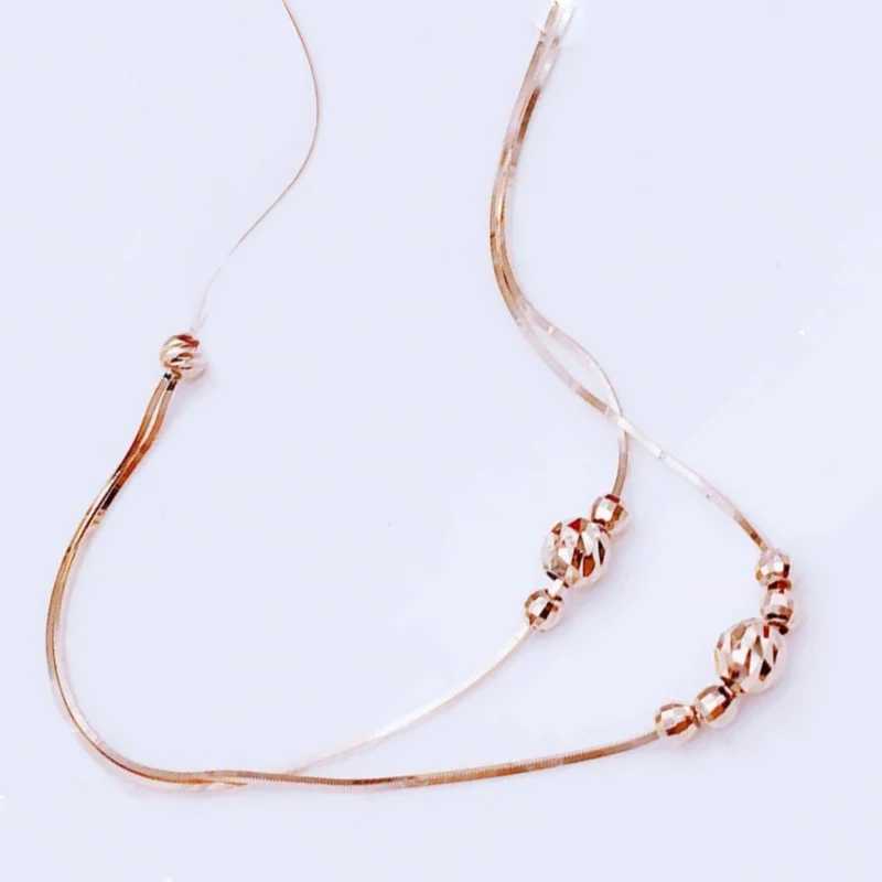 Фотография №3 товара 585 Purple Gold Double Layer Geometric Bead Chains Necklace 14K