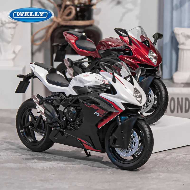 Модель гоночного мотоцикла WELLY 1:12 MV Agusta F3 RR из сплава, модель литая металлическая уличная модель мотоцикла, коллекционная имитация, детская игрушка в подарок Играйте в транспортные средства и модели